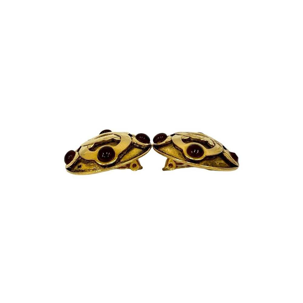 CHANEL Authentic Gold Logo Earrings - Picture 4 of 6